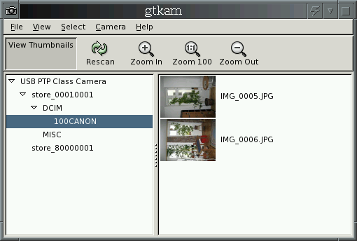 gtkam - ein GTK-Frontend zu libgphoto2